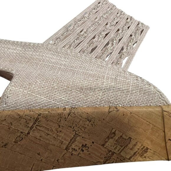 Skechers sandals womens 7 Brie Most Wanted Wedge beige fabric slingback foam - Picture 10 of 11